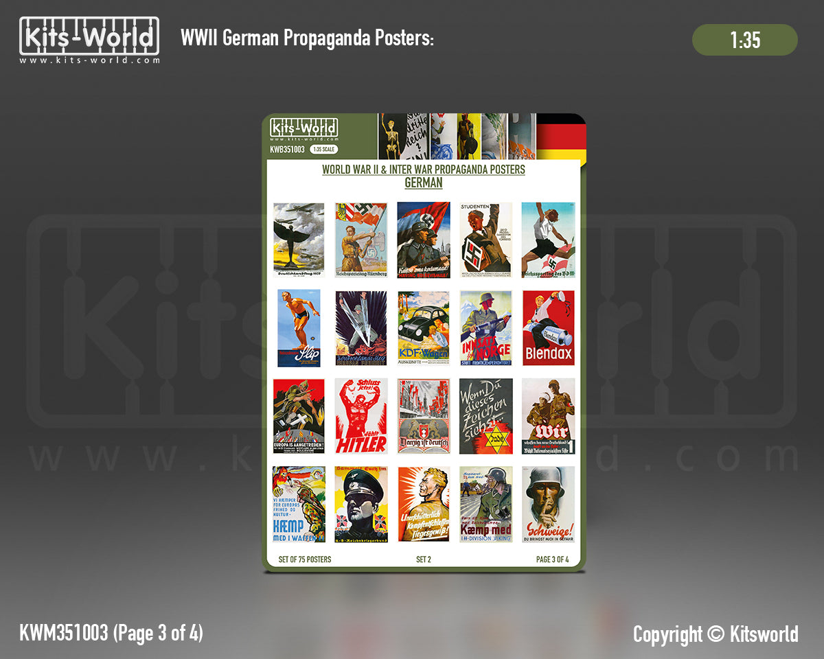 Kits-World B351003 1:35 WWII German Propaganda Posters Set 2 (75 posters)