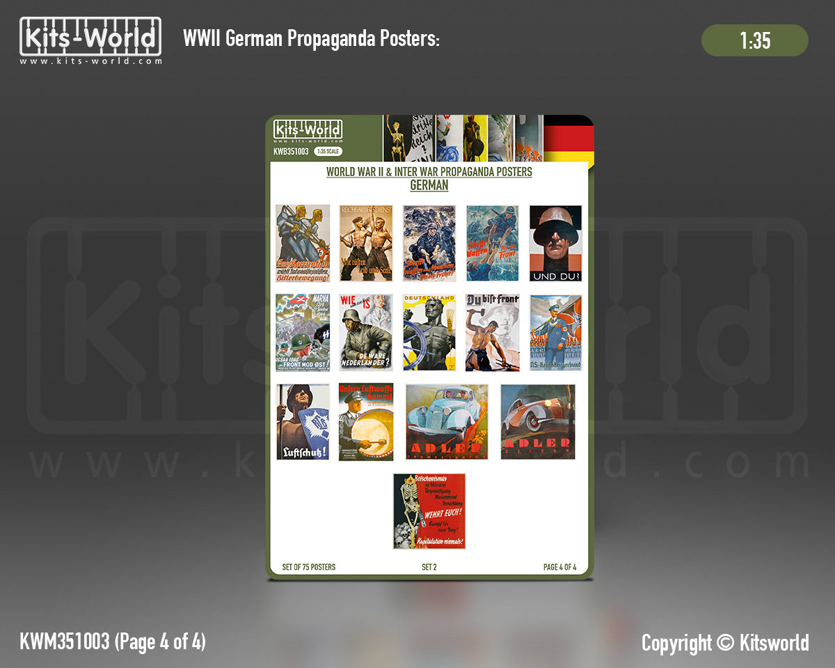 Kits-World B351003 1:35 WWII German Propaganda Posters Set 2 (75 posters)