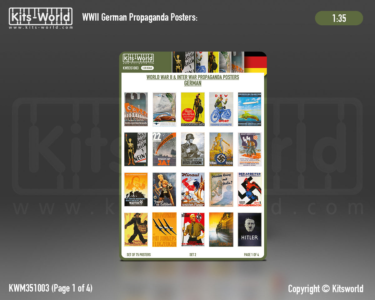 Kits-World B351003 1:35 WWII German Propaganda Posters Set 2 (75 posters)