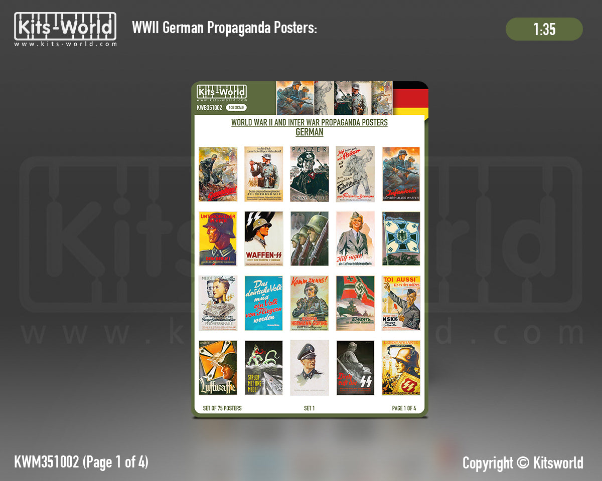 Kits-World B351002 1:35 WWII Propaganda Posters German Set 1 (75 posters)
