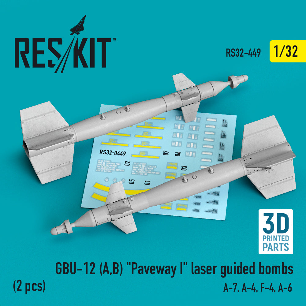 ResKit RS32-0449 1:32 GBU-12 (A,B) 'Paveway I' laser guided bombs (2 pcs)