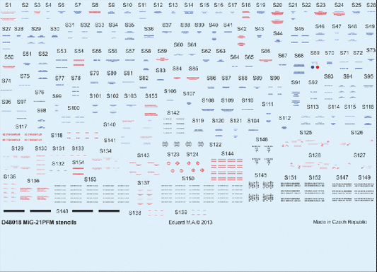 Eduard D48018 1:48 Mikoyan MiG-21PFM stencil decals