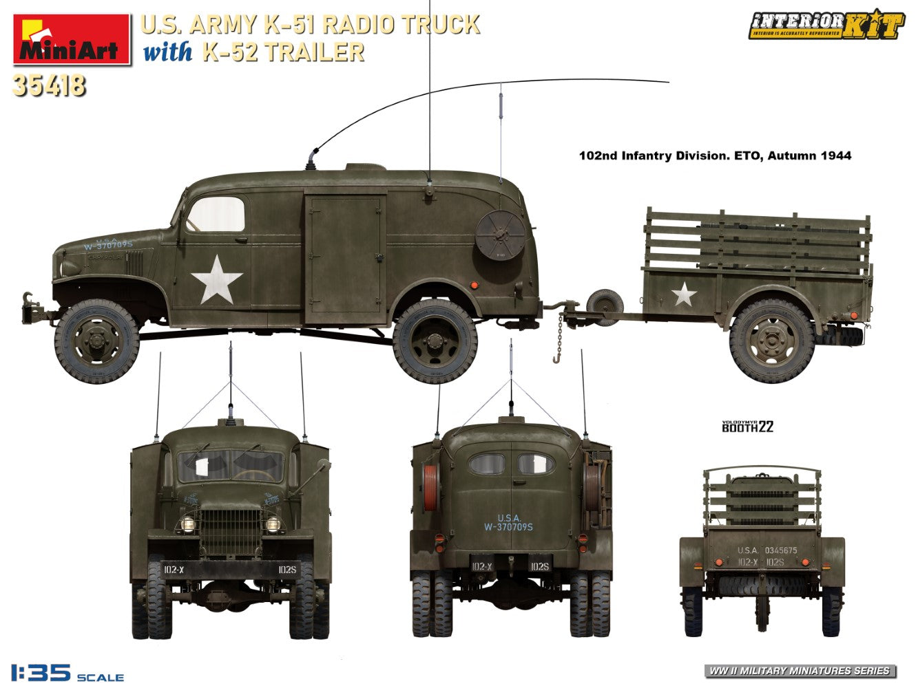 MiniArt 35418 1:35 US Army K-51 Radio Truck with K-52 Trailer - Interior Kit