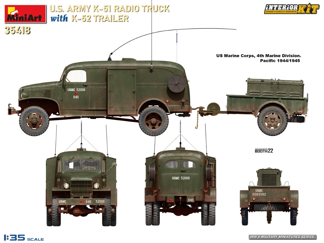 MiniArt 35418 1:35 US Army K-51 Radio Truck with K-52 Trailer - Interior Kit