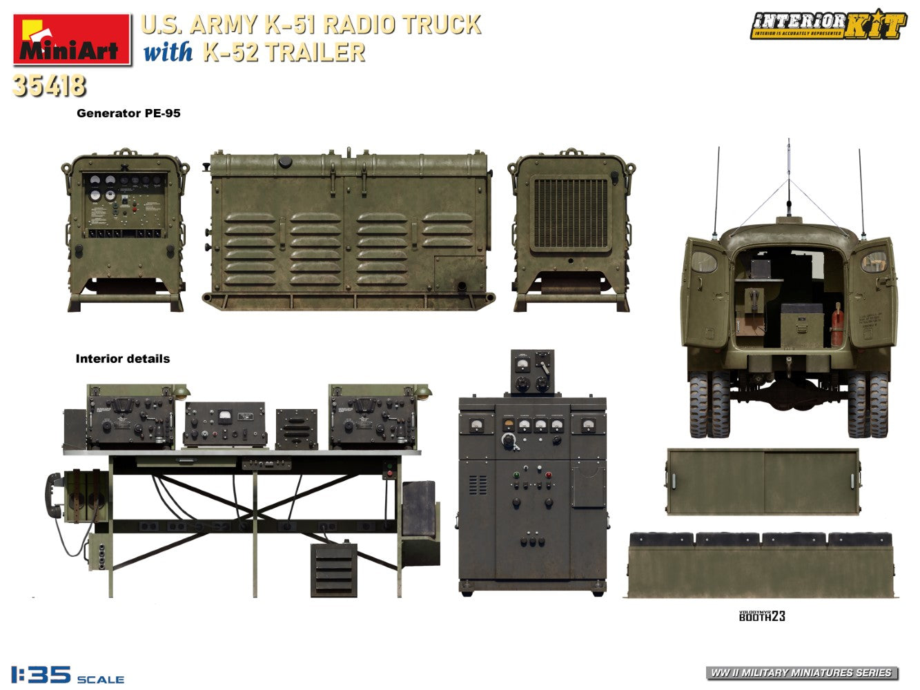 MiniArt 35418 1:35 US Army K-51 Radio Truck with K-52 Trailer - Interior Kit