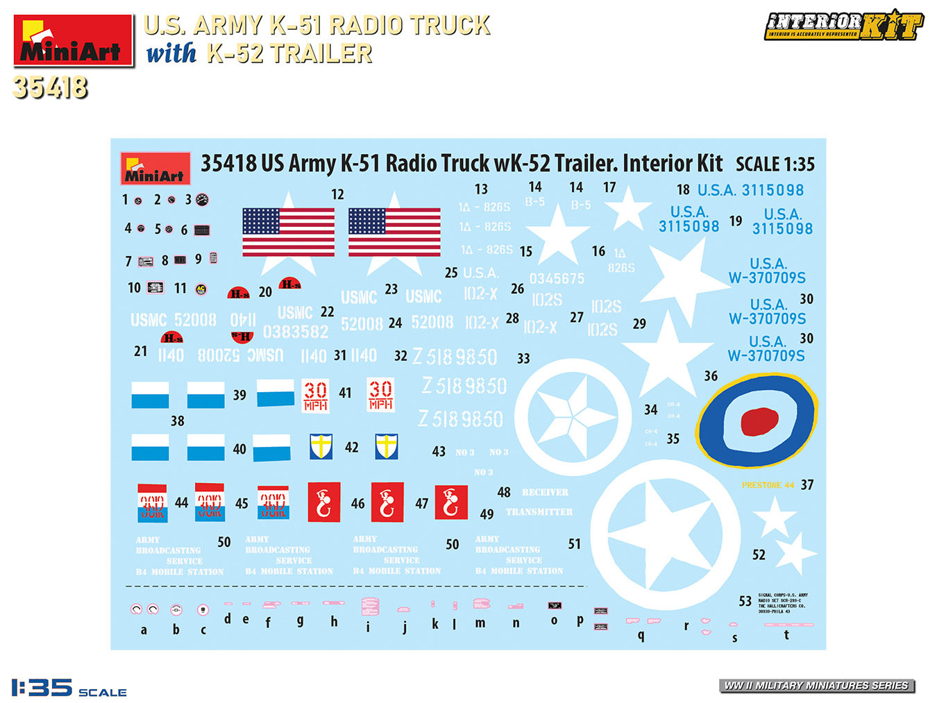 MiniArt 35418 1:35 US Army K-51 Radio Truck with K-52 Trailer - Interior Kit