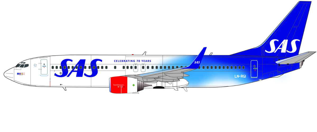 Lima November LN200-20 1:200 SAS Boeing 737-800 LN-RGI SAS 70 years cs