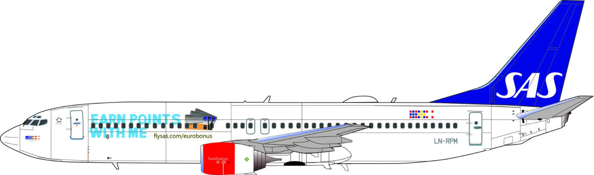 Lima November LN200-22 1:200 SAS Boeing 737-800 LN-RPM first Eurobonus cs