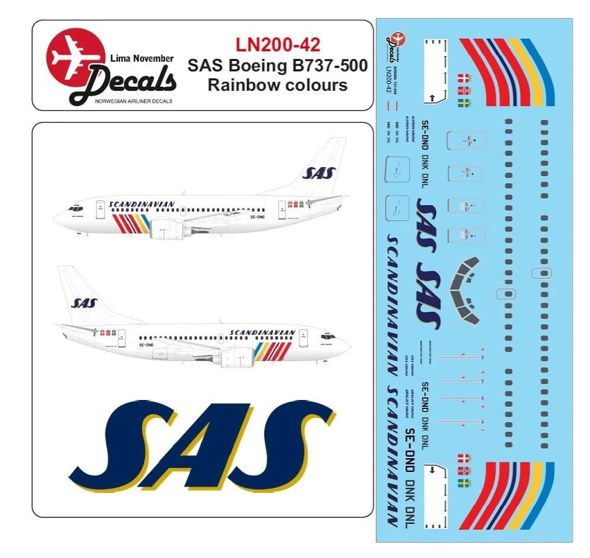 Lima November LN200-42 1:200 SAS Boeing 737-500 rainbow cs