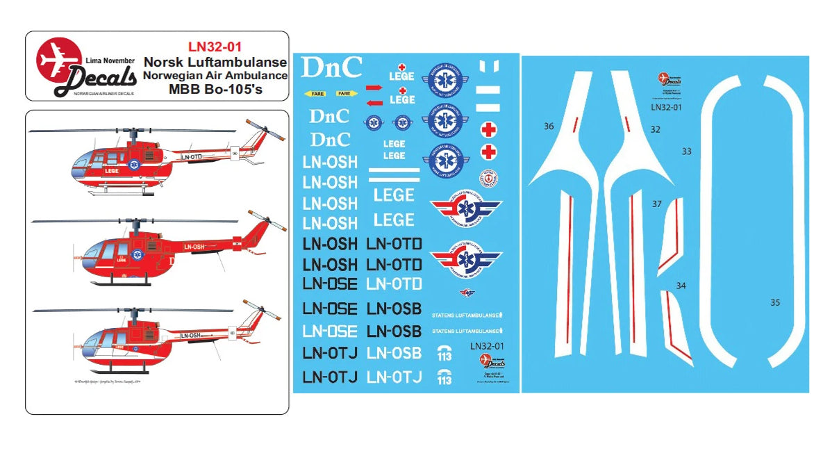 Lima November LN32-001 1:32 NORSK LUFTAMBULANSE MBB Bo-105