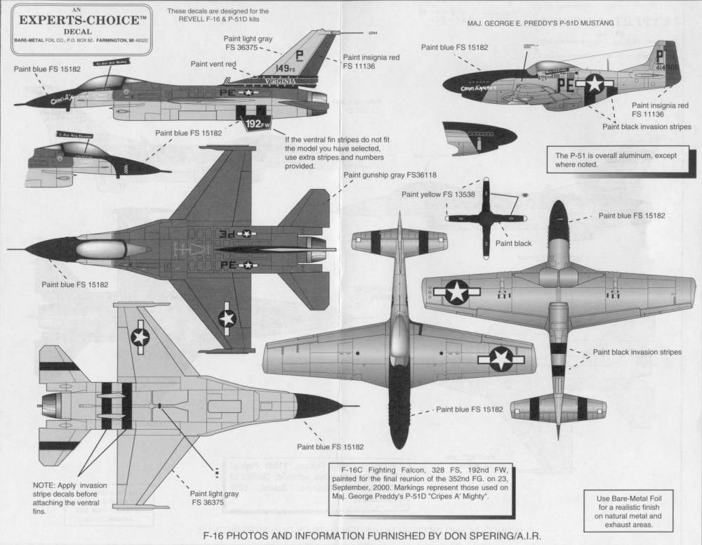 Experts Choice 4857 1:48 F-16C and  P-51D. Cripes A' Mighty'