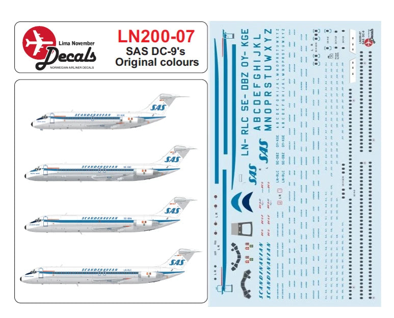 Lima November LN200-07 1:200 SAS Douglas DC-9's dragon livery for the Hasegawa kit