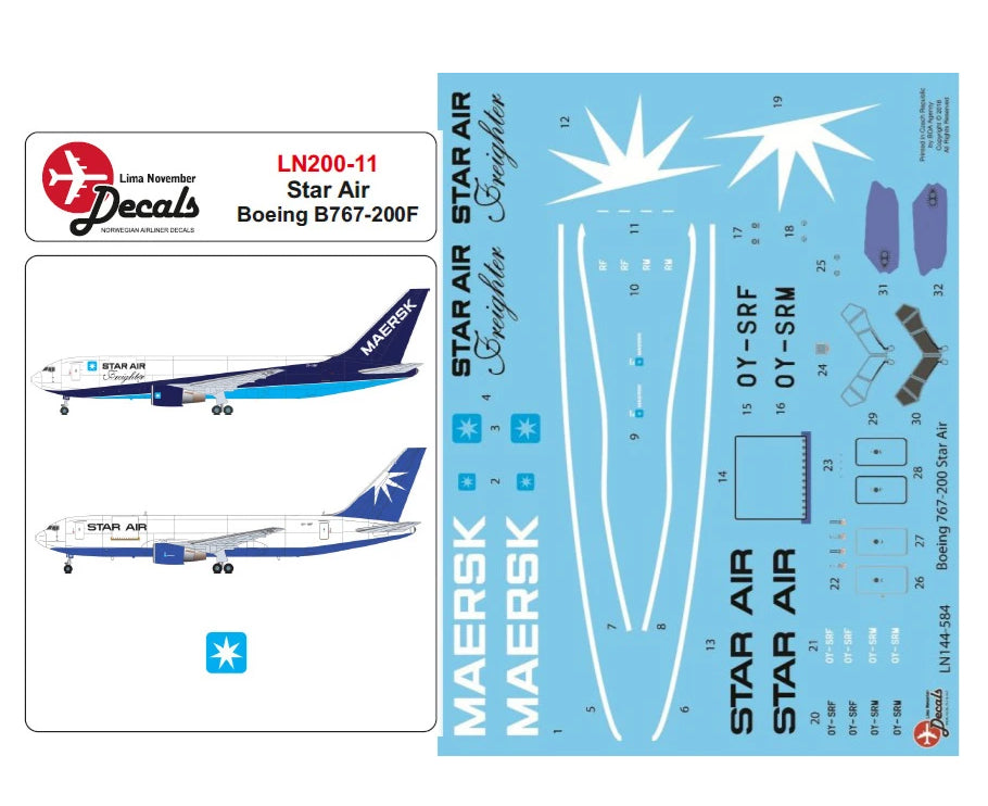 Lima November LN200-11 1:200 Star Air Boeing 767-200F old and new scheme.