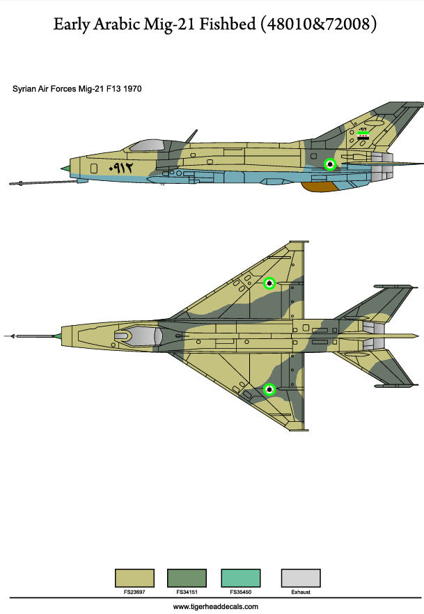 Tigerhead Decals 48010 1:48 Early Arabic Mikoyan MiG-21 F13 Fishbeds.
