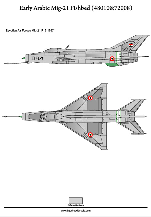 Tigerhead Decals 48010 1:48 Early Arabic Mikoyan MiG-21 F13 Fishbeds.