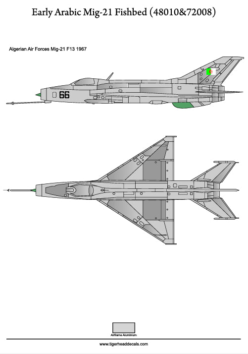 Tigerhead Decals 48010 1:48 Early Arabic Mikoyan MiG-21 F13 Fishbeds.