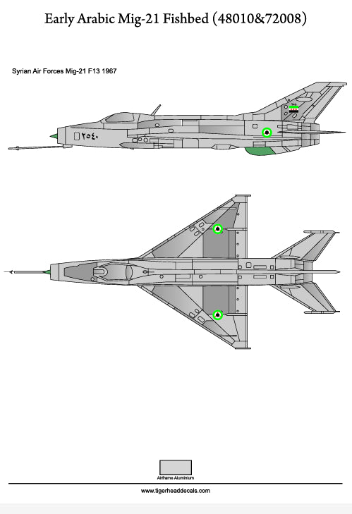 Tigerhead Decals 48010 1:48 Early Arabic Mikoyan MiG-21 F13 Fishbeds.