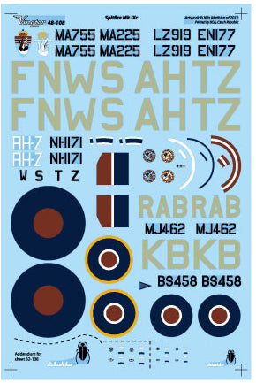 Vingtor Decals 48-108 1:48 Supermarine Spitfire Mk.IXc North Weald 132 Wing RAF