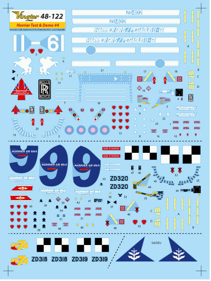 Vingtor Decals 48-122 1:48 BAe Harrier - Test & demonstration aircraft #4