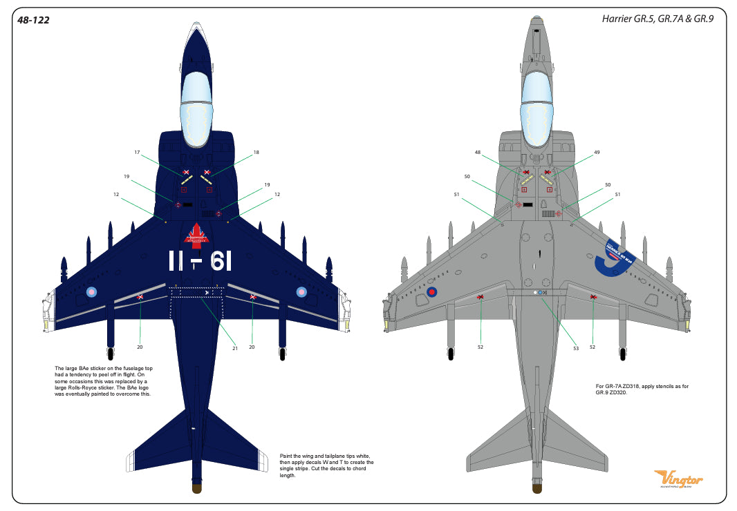Vingtor Decals 48-122 1:48 BAe Harrier - Test & demonstration aircraft #4