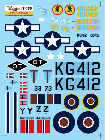 Vingtor Decals 48-130 1:48 Douglas C-47/C-53 Dakota collection