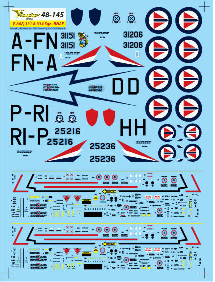Vingtor Decals 48-145 1:48 North-American F-86F Sabre, 331 & 334 Sqns. RNoAF