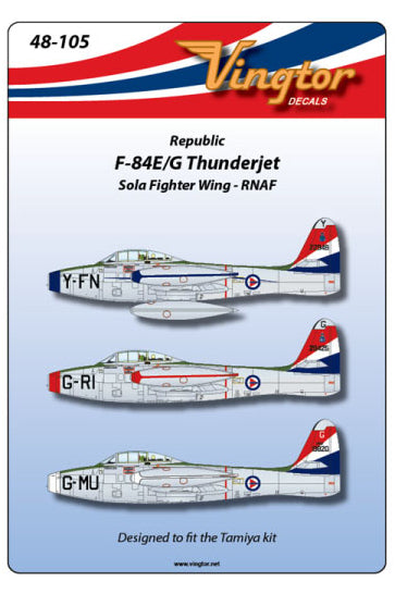 Vingtor Decals 48-105 1:48 Republic F-84E/F-84G Thunderjet