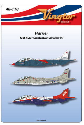 Vingtor Decals 48-118 1:48 BAe Harrier - Test & demonstration aircraft # 3