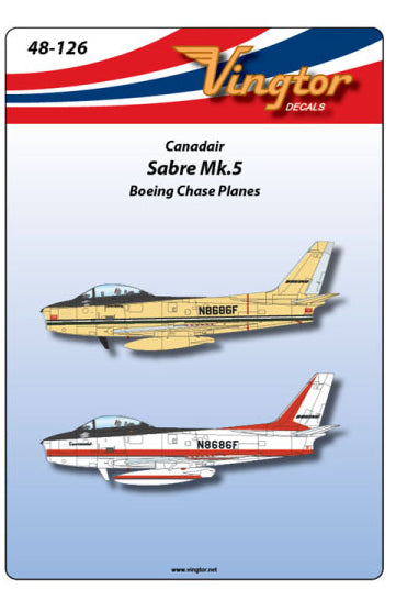 Vingtor Decals 48-126 1:48 Canadair Sabre Mk.5 - Boeing Chase Planes