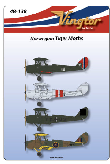 Vingtor Decals 48-138 1:48 Norwegian de Havilland DH.82a Tiger Moth