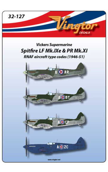 Vingtor Decals 32-127 1:32 Supermarine Supermarine LF Mk.IXe & PR Mk.XI - RNAF 1946-51