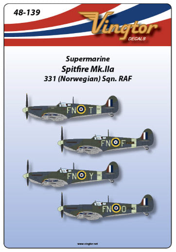 Vingtor Decals 48-139 1:48 Supermarine Spitfire Mk.IIa - 331 (Norwegian) Sqn. RAF
