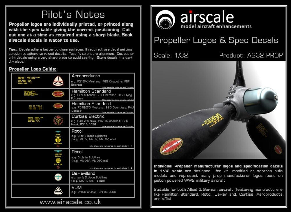 Airscale AS32PROP 1:32 Propeller Logos