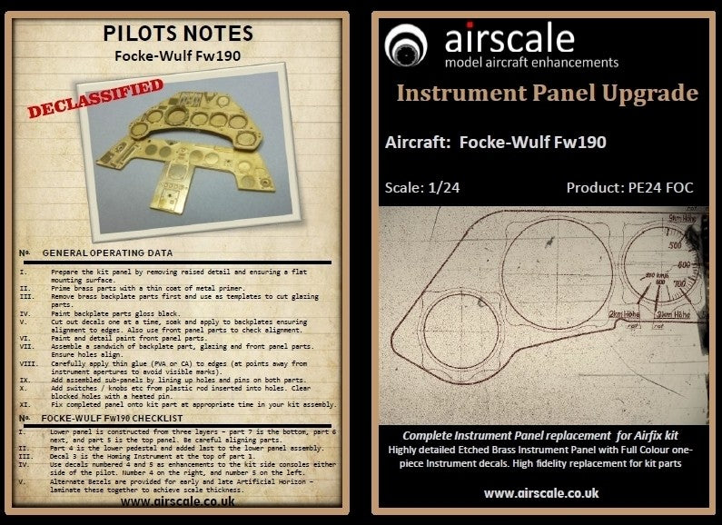 Airscale PE24FOC 1:24 Focke-Wulf Fw-190A Multi-Media Instrument Panel
