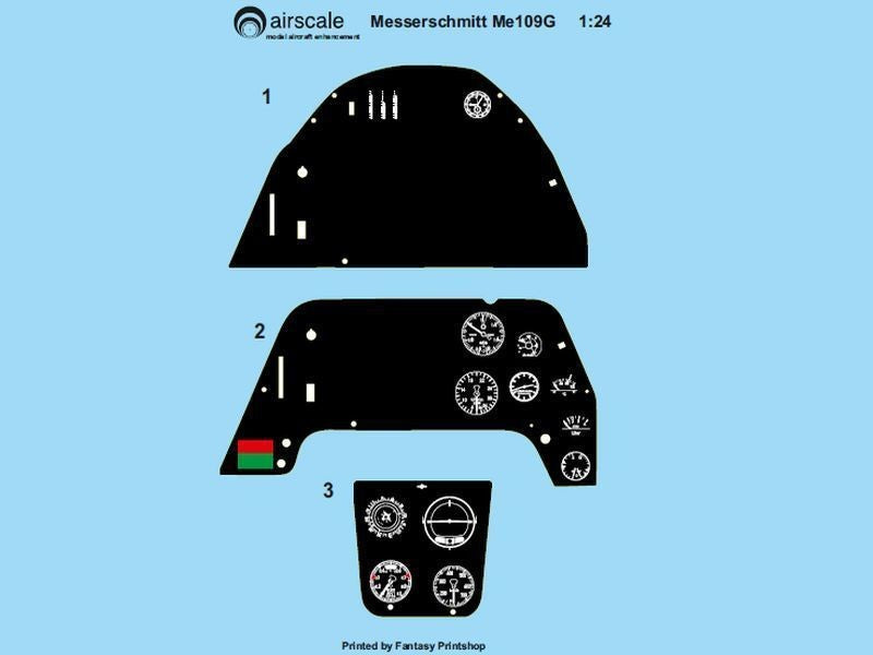 Airscale PE24GUS 1:24 Messerschmitt Bf-109G-2/Bf-109G-6 Multi-Media Instrument Panel