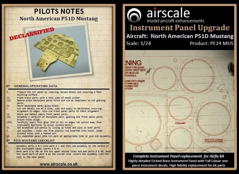 Airscale PE24MUS 1:24 North-American P-51D Mustang Multi-Media Instrument Panel