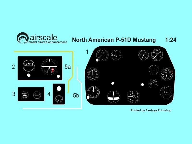Airscale PE24MUS 1:24 North-American P-51D Mustang Multi-Media Instrument Panel