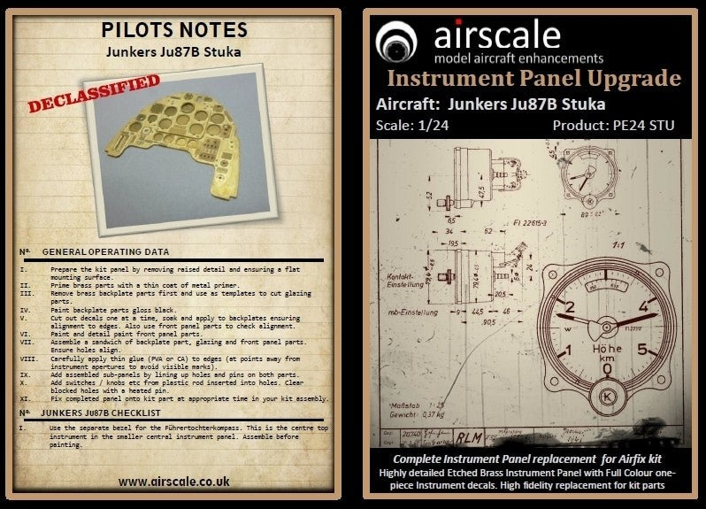 Airscale PE24STU 1:24 Junkers Ju-87B-2 'Stuka' Multi-Media Instrument Panel