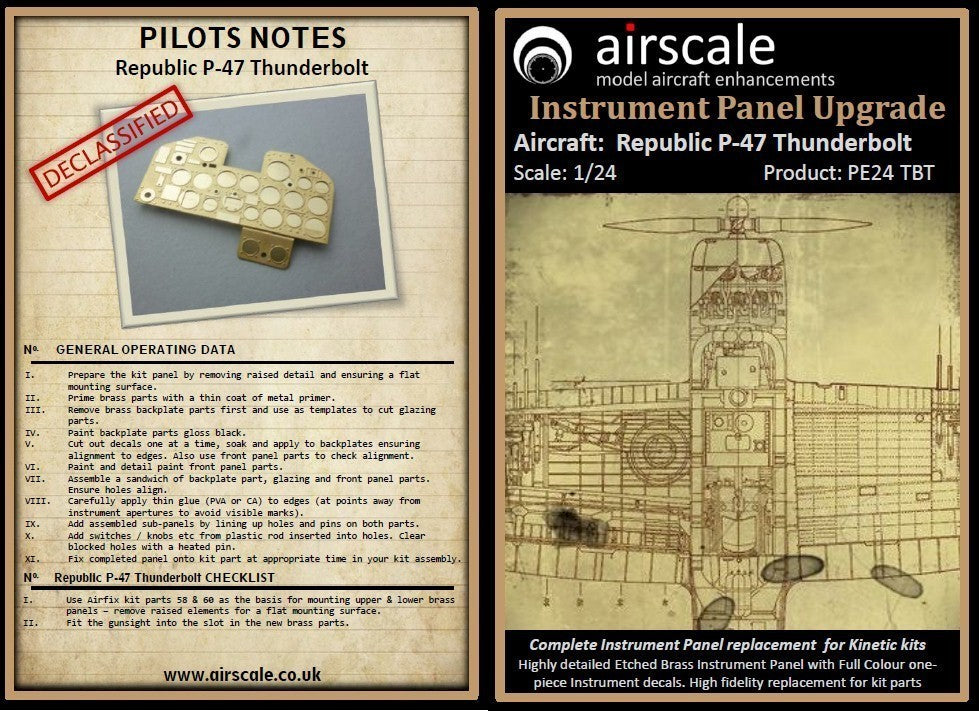 Airscale PE24TBT 1:24 Republic P-47D Thunderbolts Multi-Media Instrument Panel