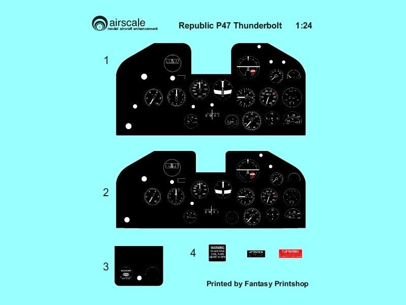 Airscale PE24TBT 1:24 Republic P-47D Thunderbolts Multi-Media Instrument Panel