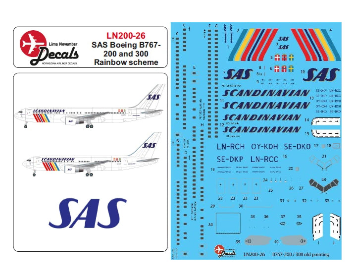 Lima November LN200-26 1:200 SAS Boeing 767-200/767-300 in the Rainbow colour scheme 2018