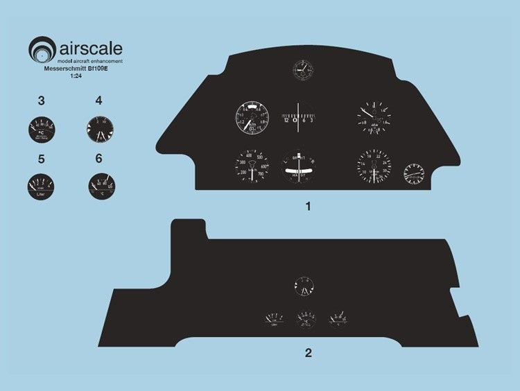 Airscale AS24MEA 1:24 Messerschmitt Bf-109E Full Instrument Panel
