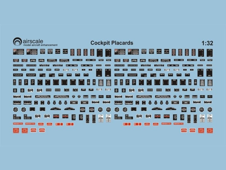 Airscale AS32PLA 1:32 Cockpit Placards & Dataplates (x260)