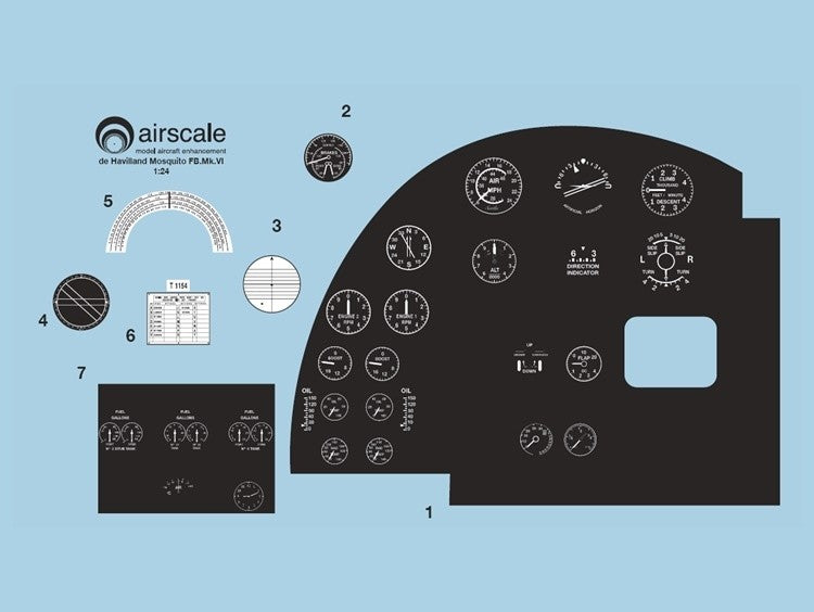 Airscale AS24MOSA 1:24 de Havilland Mosquito NF.II / FB Mk.VI. Mk.VI Full Instrument Panel