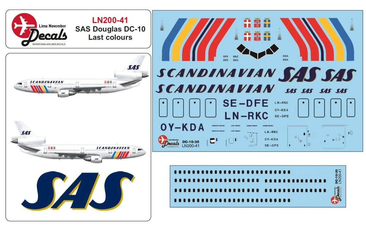 Lima November LN200-41 1:200 SAS Douglas DC-10 rainbow cs
