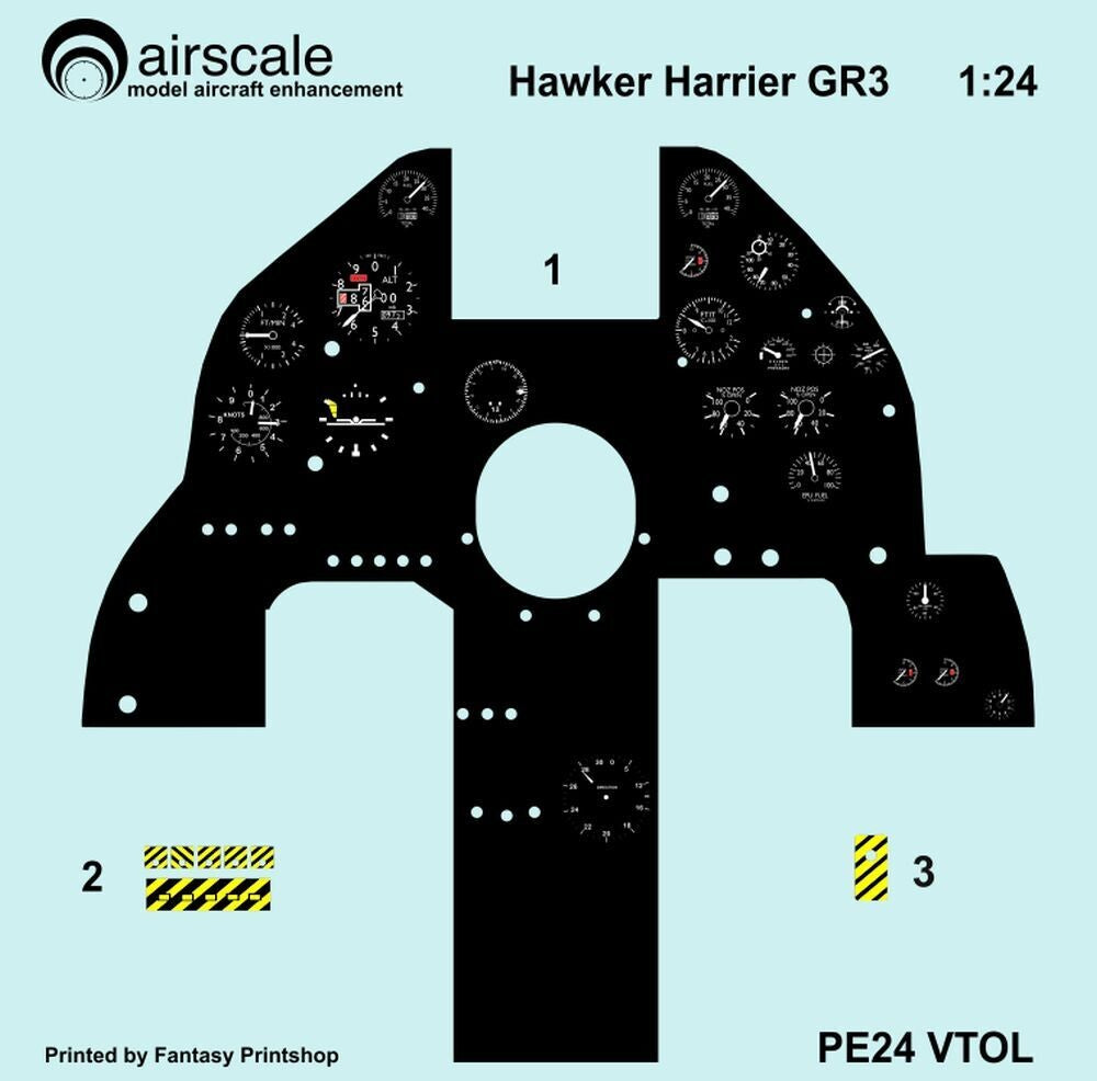 Airscale PE24VTOL 1:24 Hawker-Siddeley Harrier GR.1/3 Instrument Panel [GR.1/McDonnell-Douglas AV-8A GR.3]