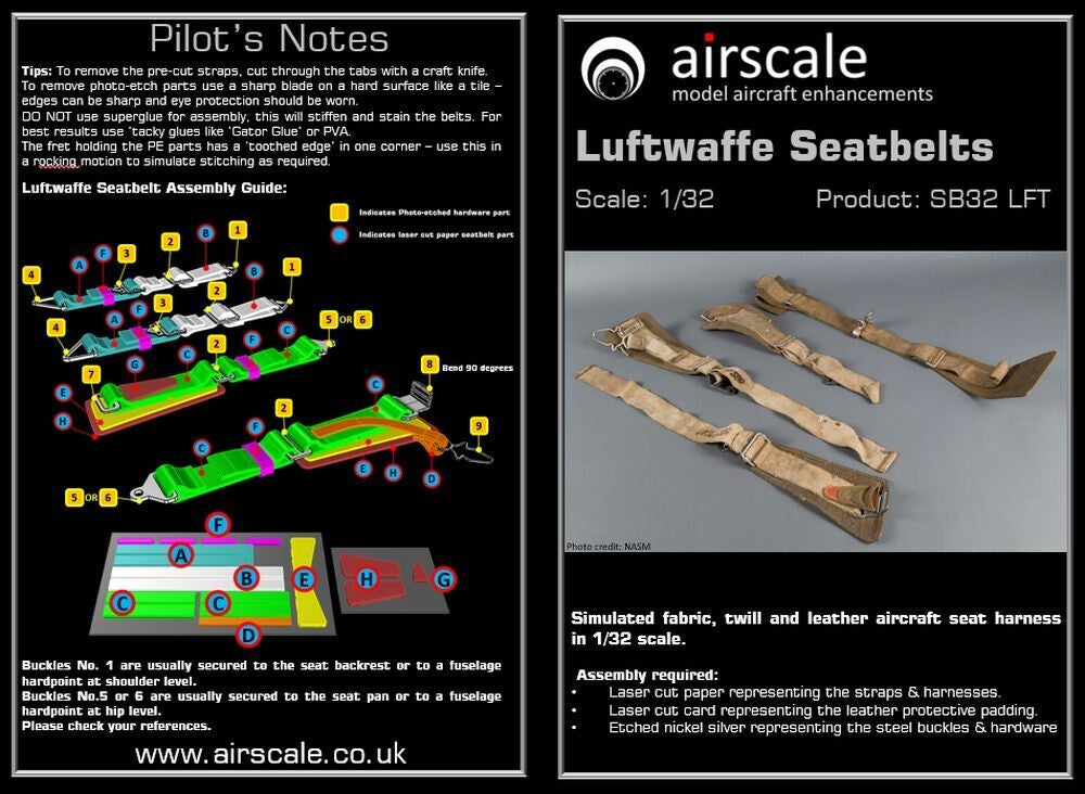 Airscale SB32LFT 1:32 Luftwaffe Seatbelts WWII