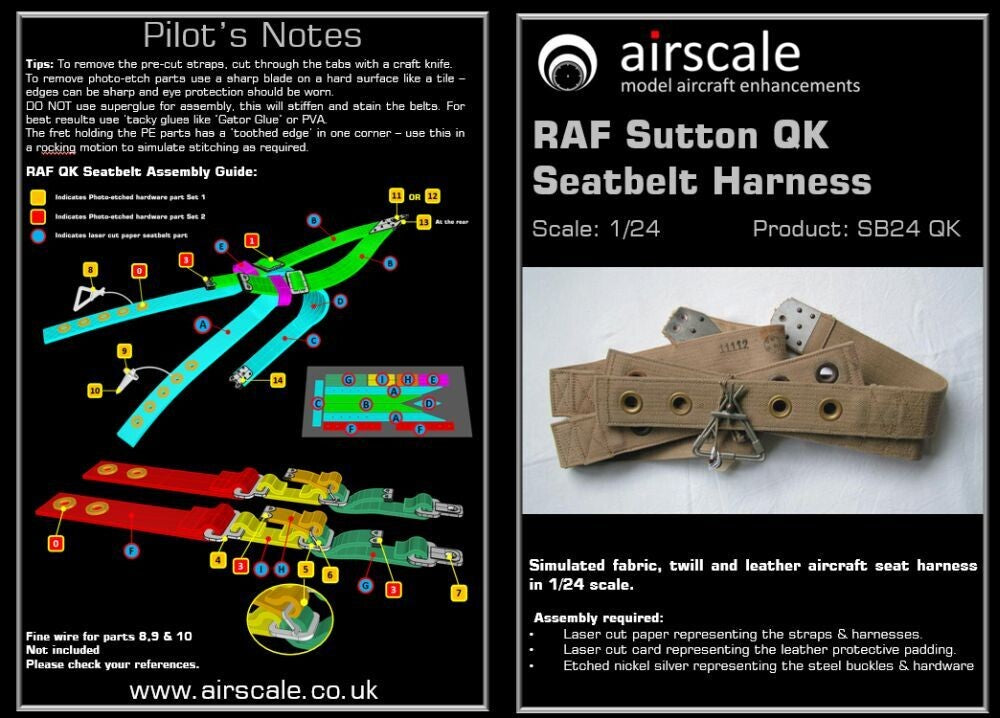 Airscale SB24QK 1:24 RAF Seatbelts WWII (Sutton Harness)
