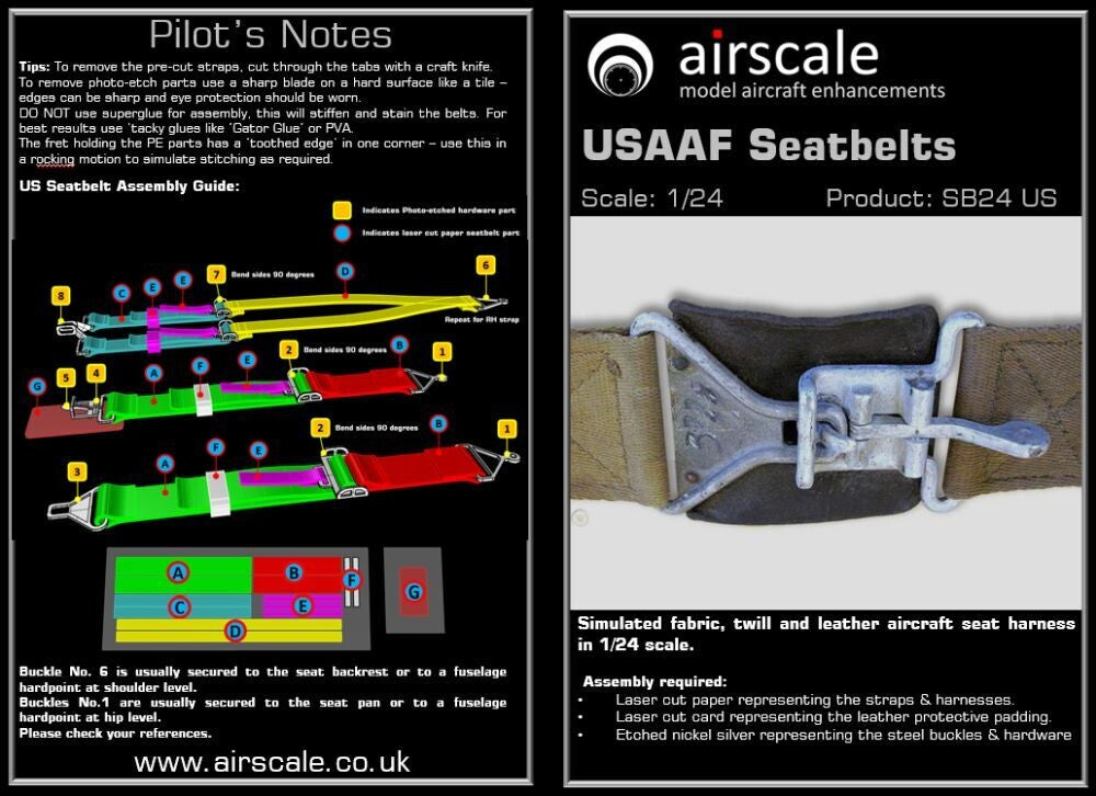 Airscale SB24US 1:24 USAAF Seatbelts WWII