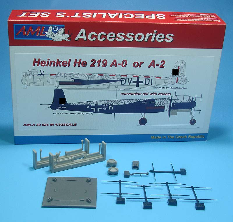 AML A32025 1:32 Heinkel He-219A-0 or He-219A-2 The conversion set with decals